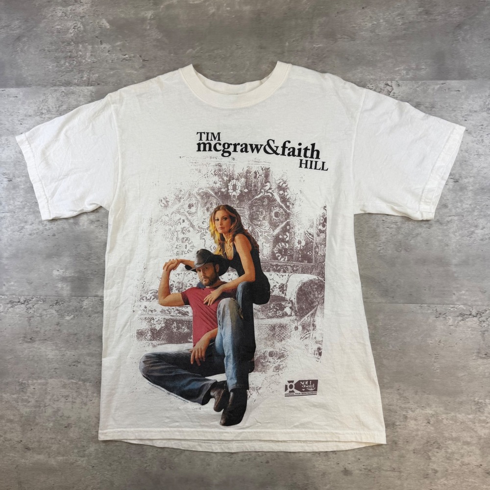 Vintage Tim McGraw Faith Hill Soul2Soul II Tour 2007 T-Shirt Mens Medium White